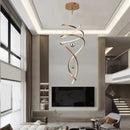 Axyaa Gold Spiral Staircase Chandelier for Dining Living Room Loft, Simple Luxury Hanging Lamps