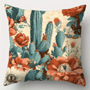 Axyaa Desert Cactus & Floral Print Pillow Covers, 17.7" - Blue, Green, Orange & Pink