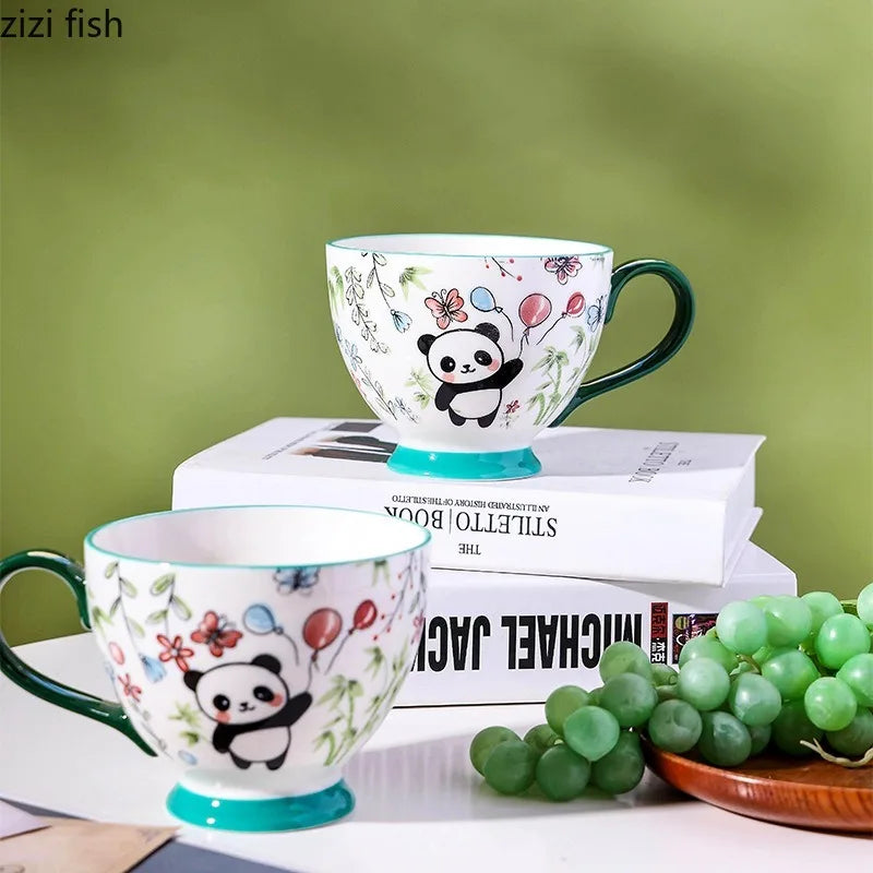 Axya Hand Painted Ceramic Mug Large Capacity Coffee Tea Cup Breakfast Milk Mugs