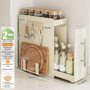 Axyaa Kitchen Pull-out Spice Rack Seasoning Organizer for Countertop Storage
