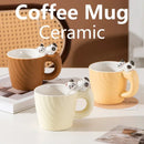 Axyaa Cartoon Cat Ceramic Mug - Cute Breakfast Tea Cup for Home Office