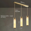 Natural Marble LED Pendant Lights Brass Nordic Lamp for Dining Room Kitchen Axyaa