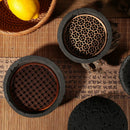 Black Quartz Stone Planet Bowl by Axyaa: Volcanic Stone Tableware for Molecular Cuisine