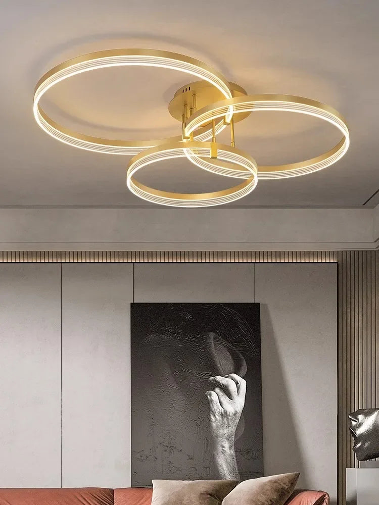 Axyaa Acrylic Ring Ceiling Chandelier: Minimalist Circle Pendant Lighting for Living Room & Kitchen