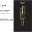 Axyaa Geometric LED Chandelier Black Gold Staircase Lighting for Luxury Living Spaces