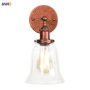 Axyaa Loft Rustic Clear Glass LED Wall Light - Industrial Style Iron Wall Lamp