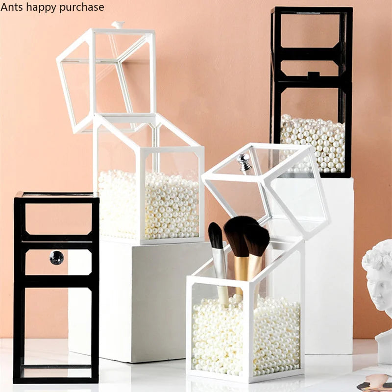 Axya Glass Makeup Brush Holder & Jewelry Box Organizer