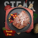 Axya Cast Iron Steak Pan with Non-Stick Enamel Coating and Wooden Base Holder