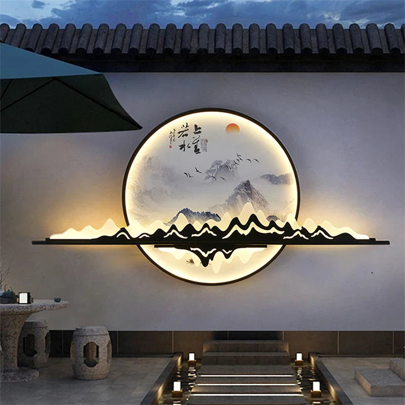 Axyaa Circular LED Mural Lamp for Outdoor Villa Garden Decoration