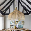 Axyaa Wicker Pendant Light: Handmade Rattan Umbrella Dining Room Fixture