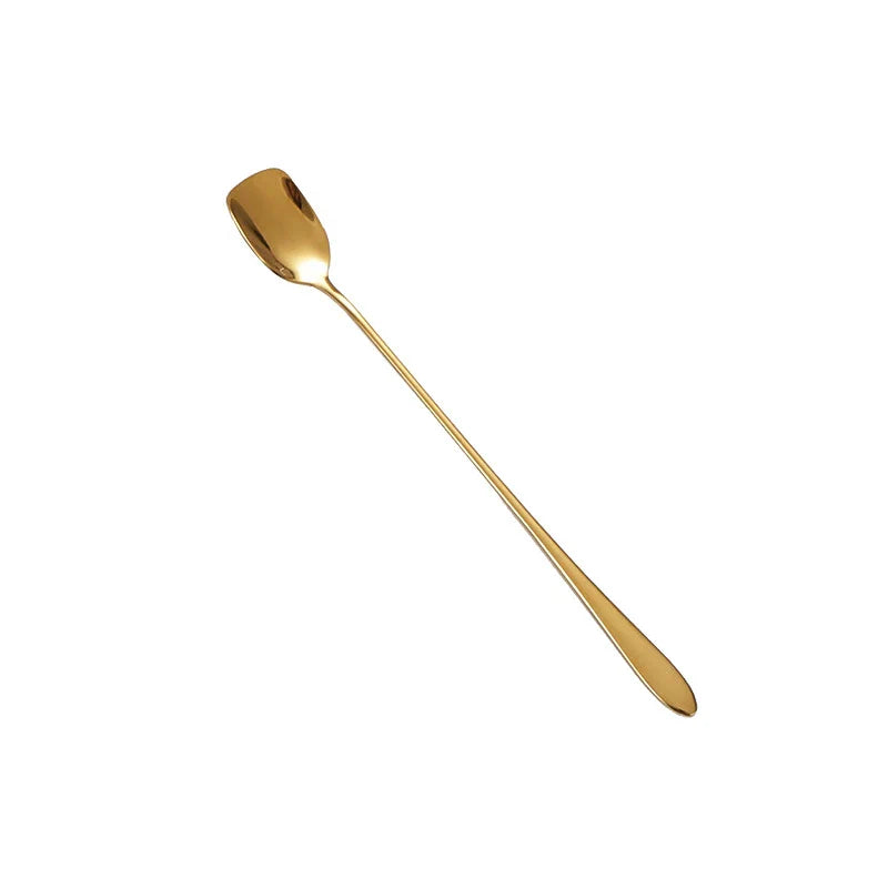 Axyaa Stainless Steel Square Head Spoon Teaspoons - Kitchen Tableware Mixing Spoons