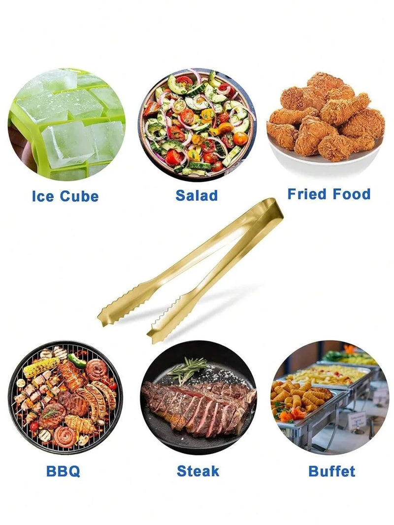 Axyaa Stainless Steel Food Tongs Set - Perfect for Afternoon Tea, Coffee Bar, Desserts