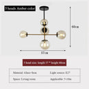 Axyaa Nordic Glass Chandelier LED Decorative Lighting for Living Room, Dining Room, and Bedroom