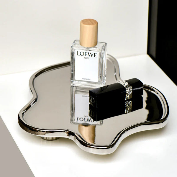 Axya Cloud Tray: Silver Ceramic, Jewelry Display, Table Decor, Home Luxury