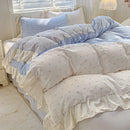 Axyaa Pink Checkered Lace Duvet Set: 1 Duvet, 2 Pillowcases, Bed Sheet.