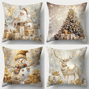 Axyaa Christmas Festive Cushion Cover: Santa, Tree, Snowman, Deer Pattern for Sofa, Bedroom, Car