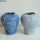Axyaa Strawberry Blue Porcelain Vase | Table Decoration & Room Floral Vases