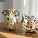 Axyaa Minimalist Pottery Vase for Table Decor and Flower Arrangement