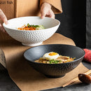 Axyaa Frosted Ceramic Hammer Patterned Serving Bowl for Salad, Ramen, Soup, Pasta