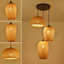 Axyaa Rattan Bamboo LED Pendant Light Chandelier for Home Kitchen Dining Room