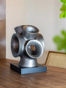 Axyaa Retro Grey Ceramic Pipe Flower Arrangement Geometric Pot Ornament