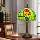 Axyaa Stained Glass Parrot Lamp: Green Bird Style Table Lamp for Home Office Decor