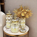 Gold Ceramic Vase with Lid by Axyaa: Floral Room Decor & Artificial Flowers Display