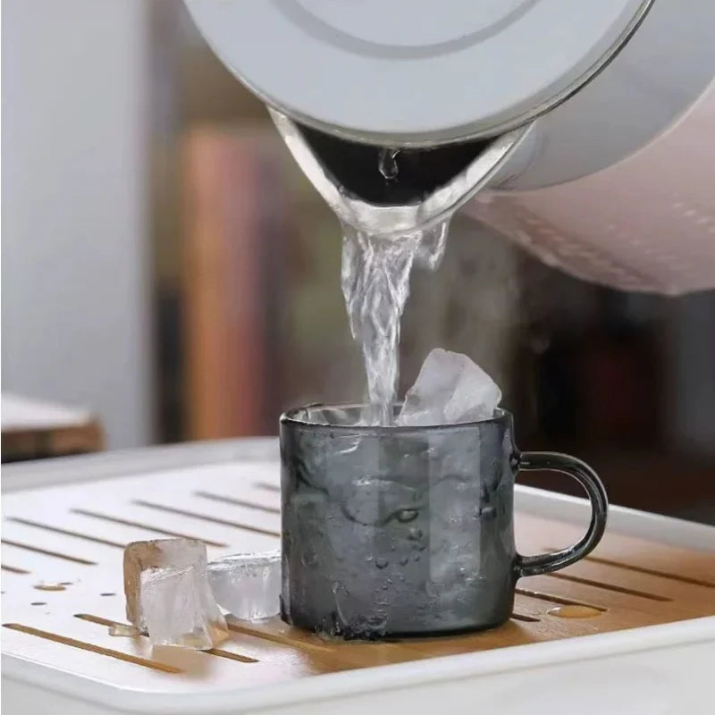 Axyaa Smoke Grey Glass Teacup Set 100ml Kung Fu Small Handle Cup