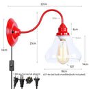 Axyaa Vintage Loft LED Wall Lamp Red Clear Glass Stair Light Fixtures