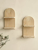 Axyaa 2-Tier Arch Wooden Wall Shelf - Home Decor Storage Rack for Plant Display