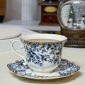 Axyaa Blue Butterfly Ceramic Coffee Mug, Camellia Flower Tea Cup