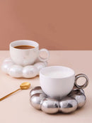 Axya Cloud Ceramic Coffee Cup Set with Coaster - Modern Kitchenware for Home and Office