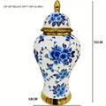 Axyaa Golden Ceramic Vase with Lid - Tabletop Flowers & Storage Jar