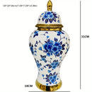 Axyaa Golden Ceramic Vase with Lid - Tabletop Flowers & Storage Jar