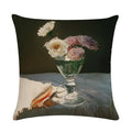 Axyaa Retro Flower Oil Painting Linen Pillowcase 45*45cm