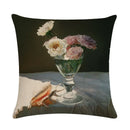 Axyaa Retro Flower Oil Painting Linen Pillowcase 45*45cm