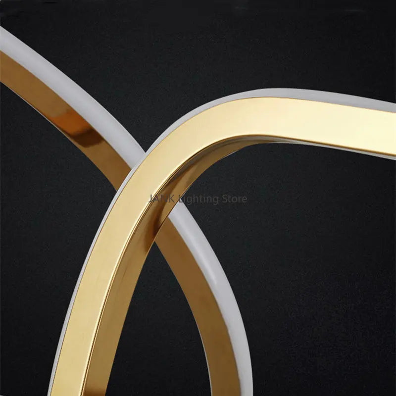 Axyaa Stainless Steel LED Chandelier: Nordic Luxury Circles Interlocking Lamp