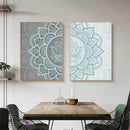 Axyaa Bohemian Mandala Blue Wall Art Canvas Painting for Home Decor