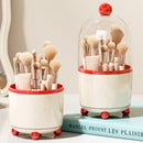 Axyaa Rotating Makeup Brush Holder with Lid - Clear Brush Organizer