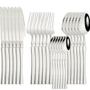 Axyaa 24-Piece Stainless Steel Cutlery Set - Knife Fork Spoon Dinnerware Silverware