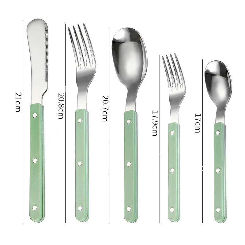 Axyaa Stainless Steel Cutlery Set with ABS Handle - 5pcs Flatware Set