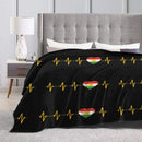 Axyaa Kurdish Heartbeat Flag Velvet Throw Blanket - Cozy Home Office Bedspread