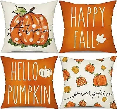 Axyaa Buffalo Check Print Linen Pillow Cover 45x45 for Fall Thanksgiving Decor