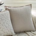 Cream Floral Polyester Cushion Cover Set by Axyaa