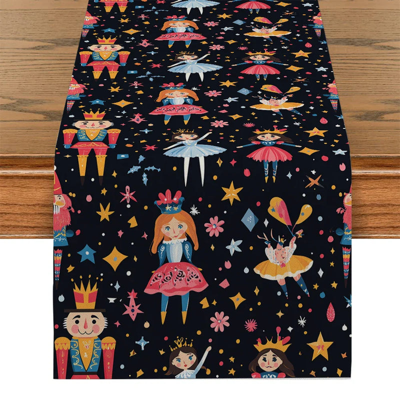 Axyaa Christmas Cartoon Table Runner Farmhouse Decor for Dining Table