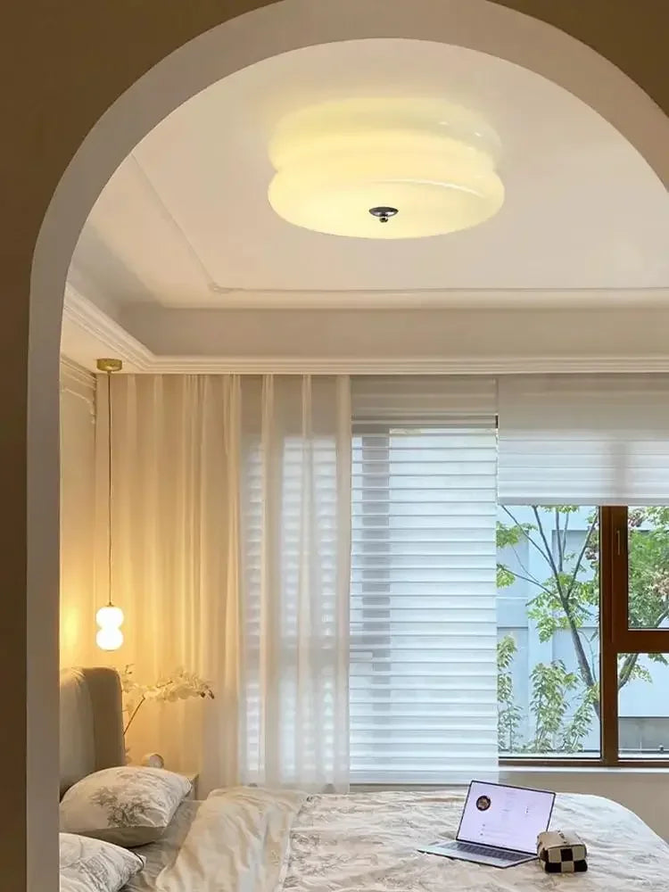 Axyaa White Yellow Glass Led Ceiling Chandelier Modern Vintage Retro Pendant Lights