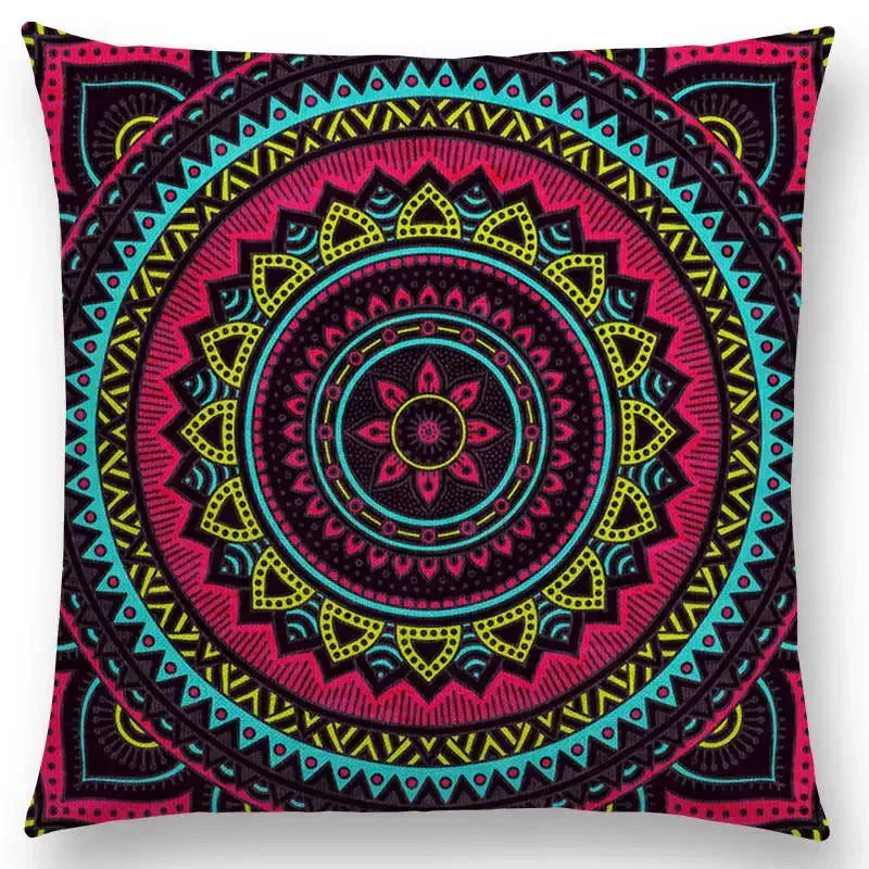 Axyaa Boho Rainbow Mandala Pillow Case Sun Moon Flowers Dream Fantasy Cover