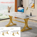 Axyaa Executive Desk with Gold Metal Legs, 70.9" Wooden Computer Workstation