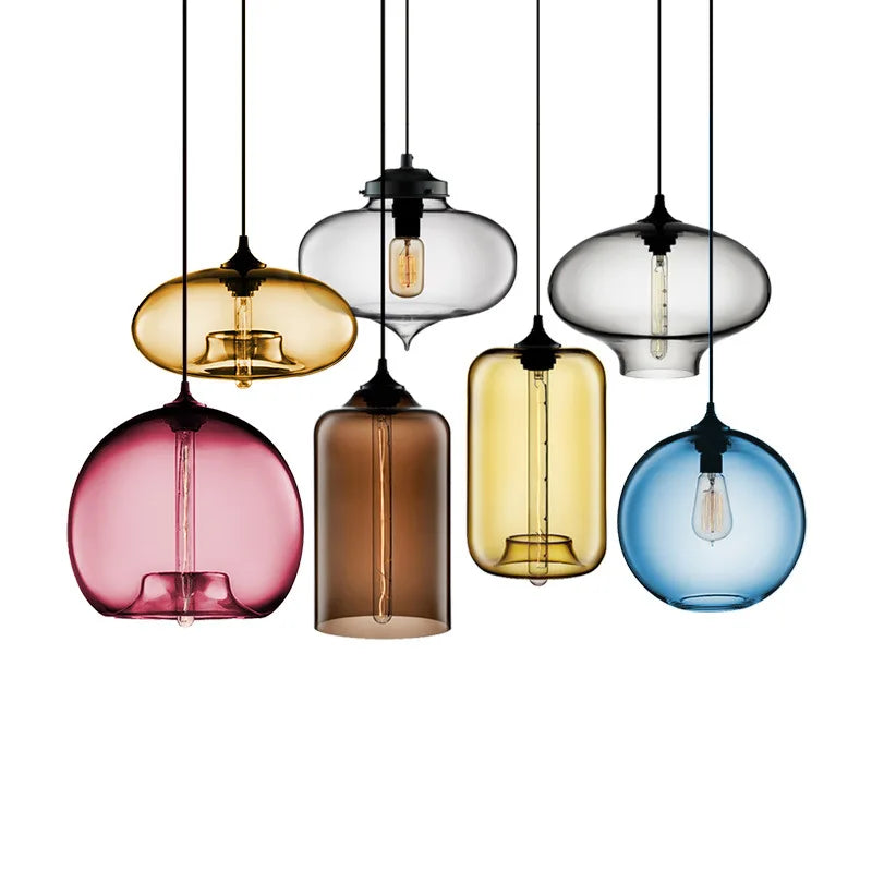 Modern Nordic Glass Pendant Lamp LED Suspension Hanging Light by Axyaa for Home Decor