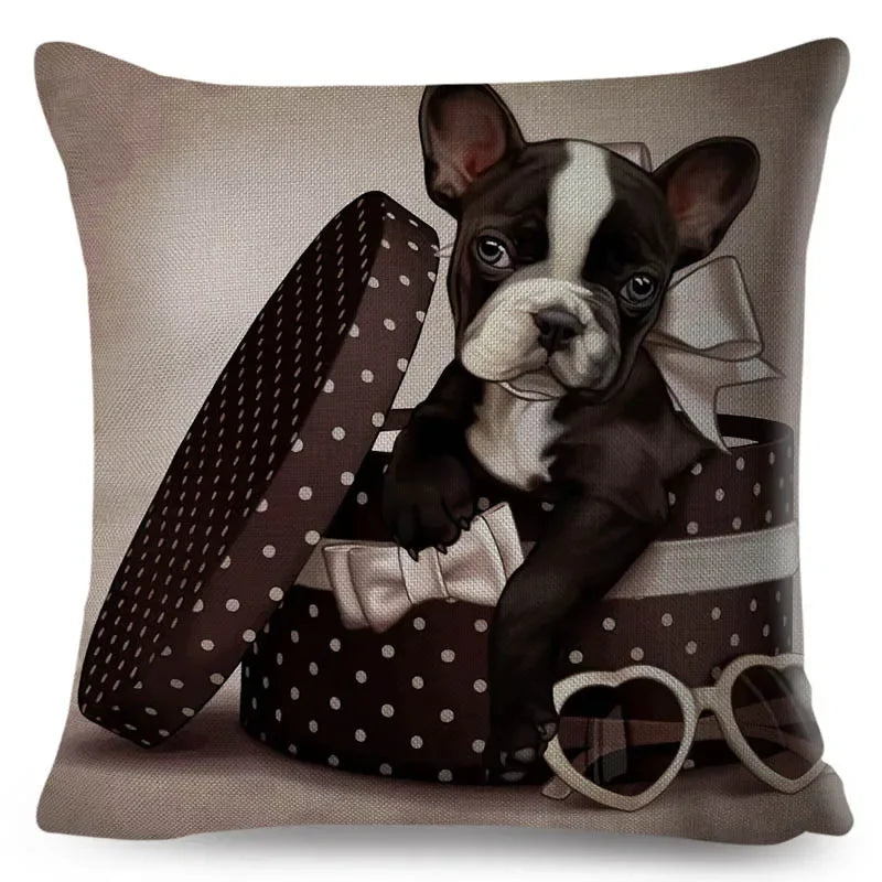 Axyaa Cartoon Dog Linen Pillowcase 45*45cm